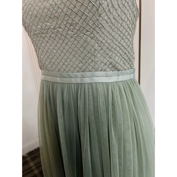 Needle & Thread Dresses & Skirts - Needle & Thread BHLDN Coppelia Green Beaded Tea Length Tulle-Skirt Dress Size 8